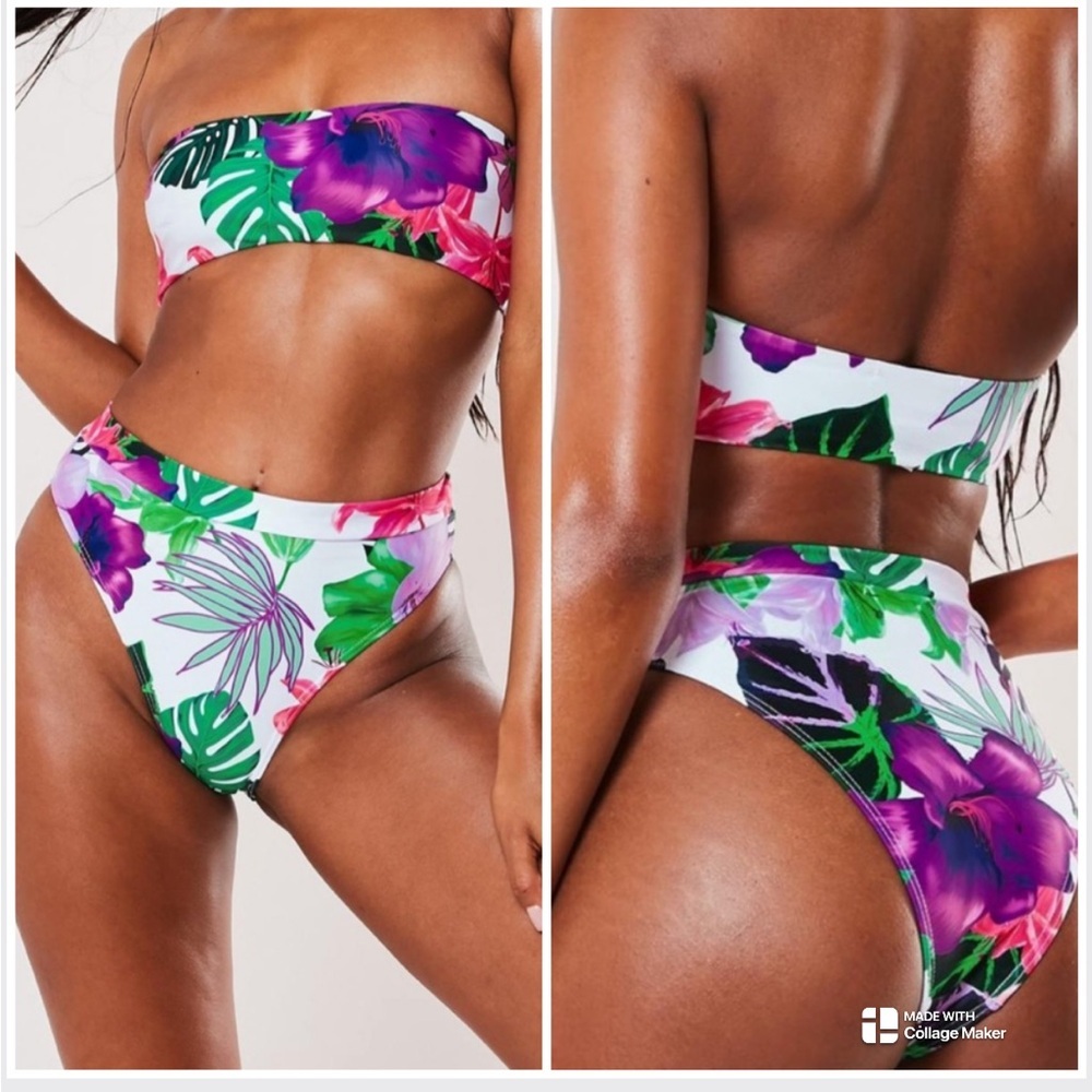 Missguided Floral Bandeau Bikini NWT Discontinued